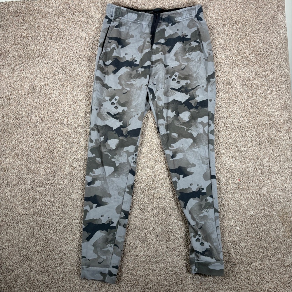 Nike Mens Dri-FIT Grey Camo Joggers Tapered Sweatpants CU6200-010 Size M